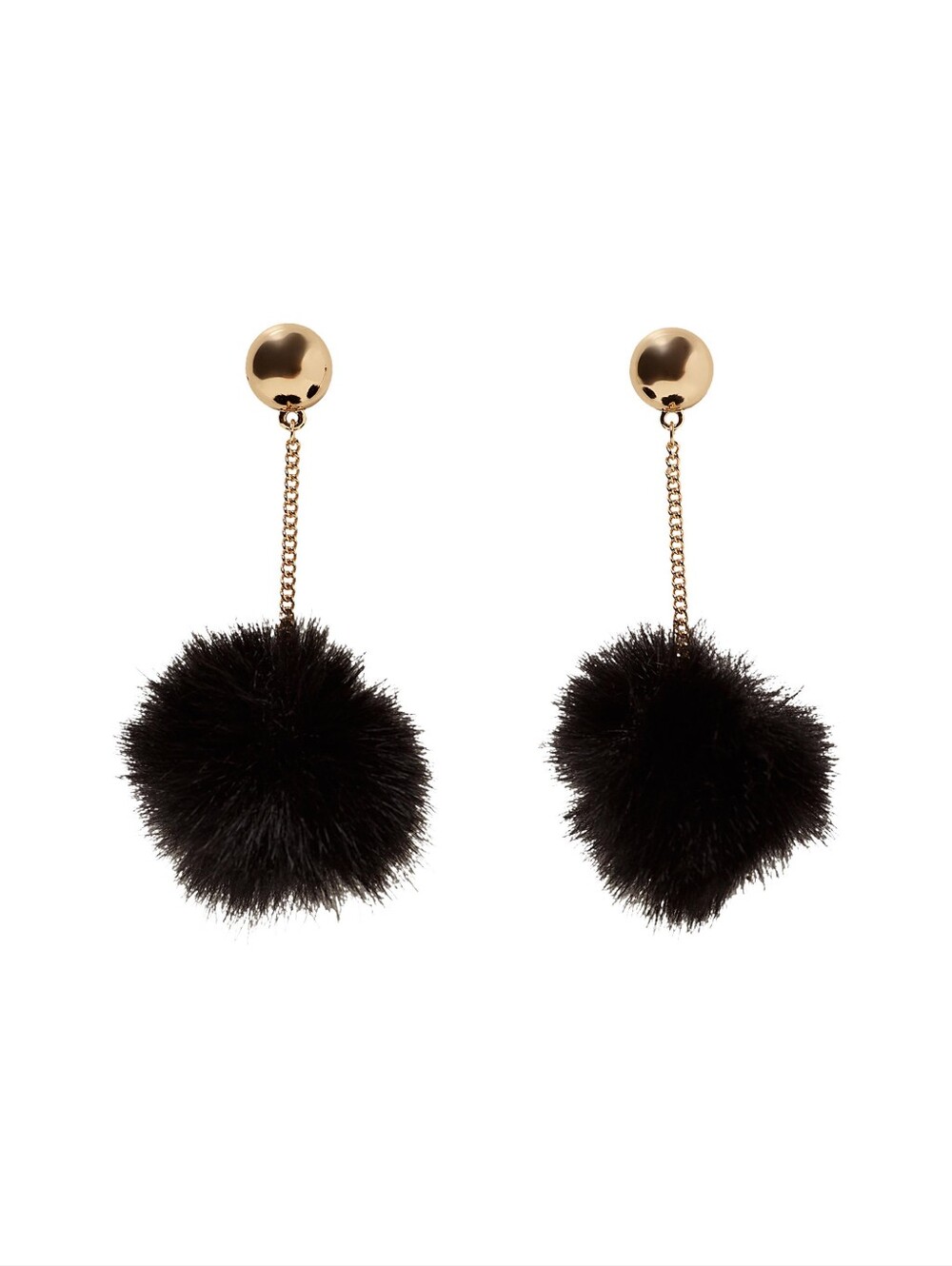 ~~Black Pom Pom Drop Earrings with Gold Accents~~